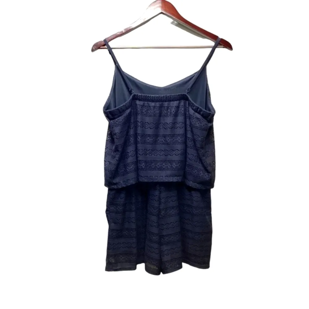 Rewind romper. Navy crochet/lace. Size Large. - Image 3