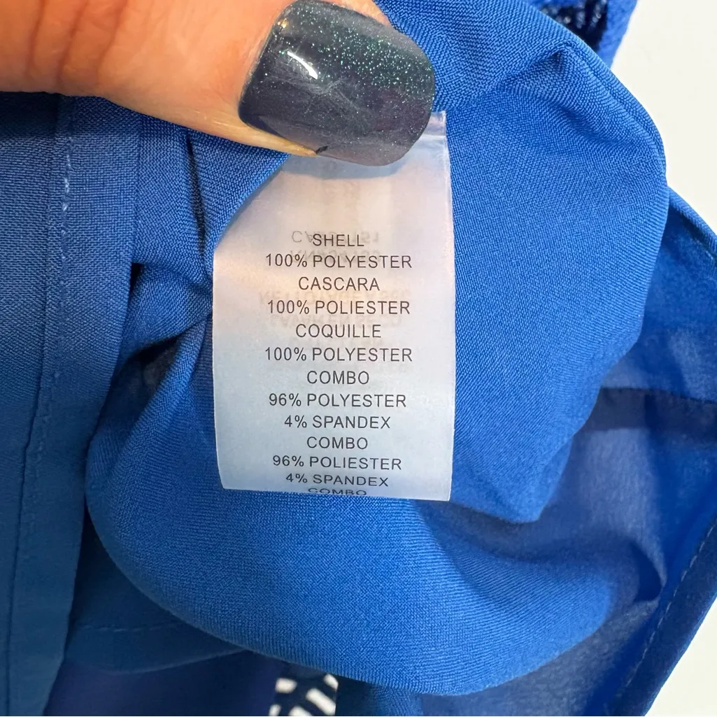 Vince Camuto Lace Illusion-Hem A-Line Dress Cobalt Royal Blue - Image 6