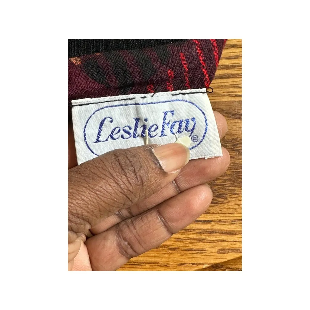 Vintage Leslie Fay Abstract Print Midi Dress Geometric 80s Secretary Dress S/M - Image 5