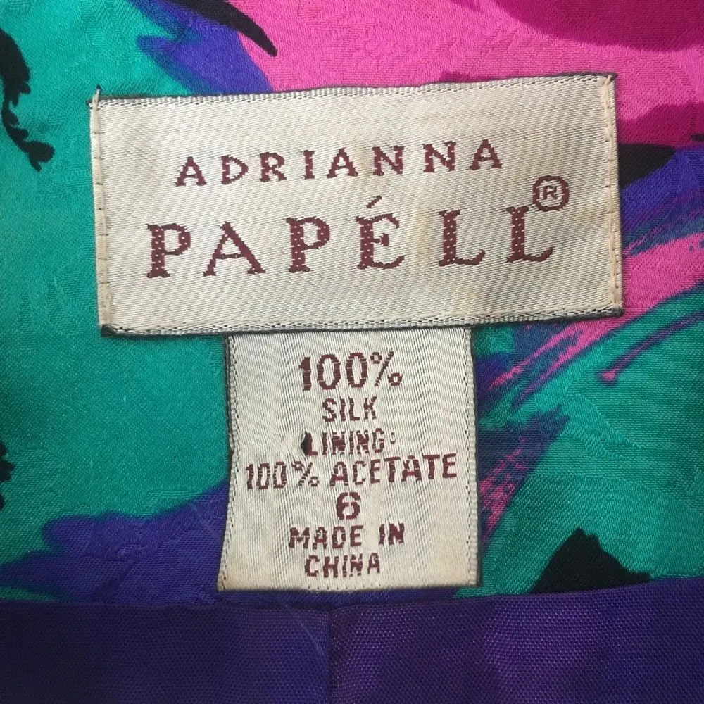 Adrianna Papell • Silk Floral Blazer Black Buttons Size 6 - Image 12