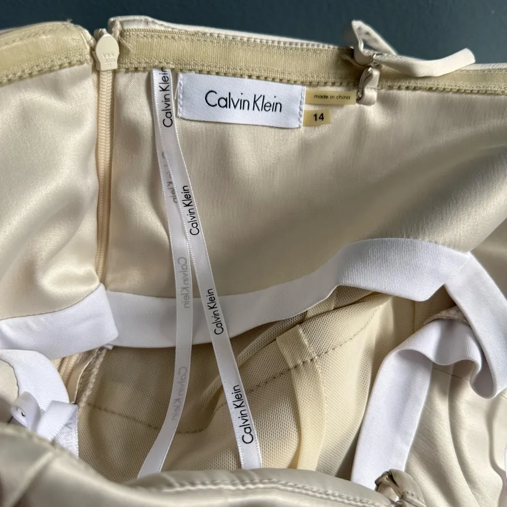 Calvin Klein Tiered Sheath Satin Dress - Image 9