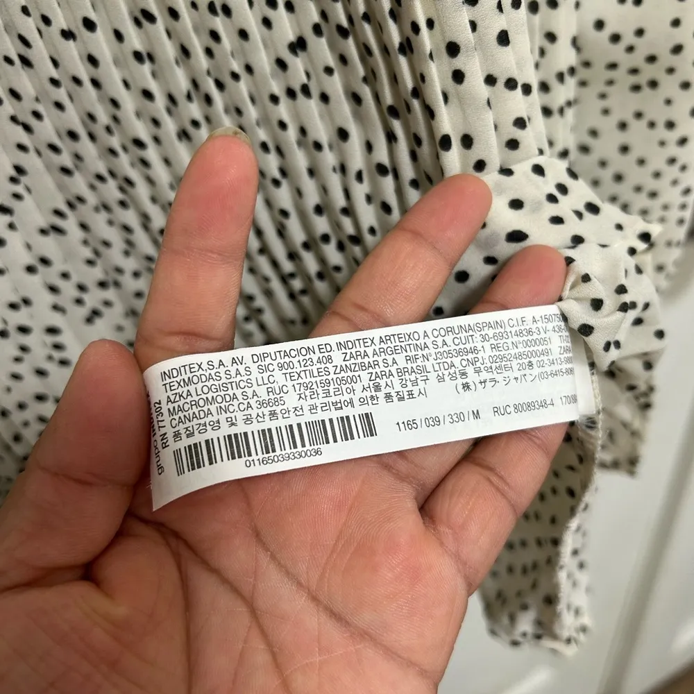 ZARA  White and Black Polka Dot Blouse - Image 3