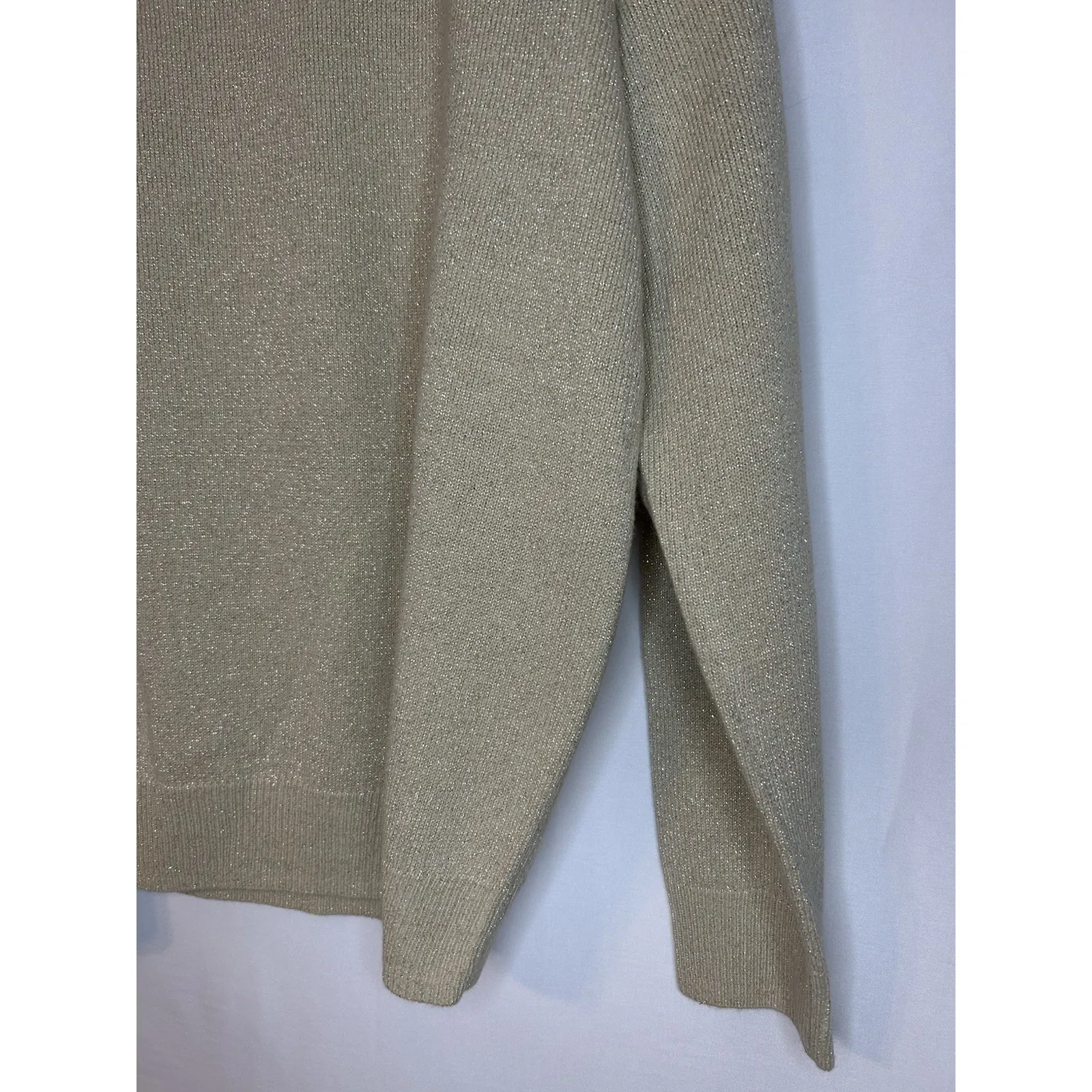 Appleseed's Women's Sweater High Neck Long Sleeve Golden Sparkle Size Large Gold - Image 3