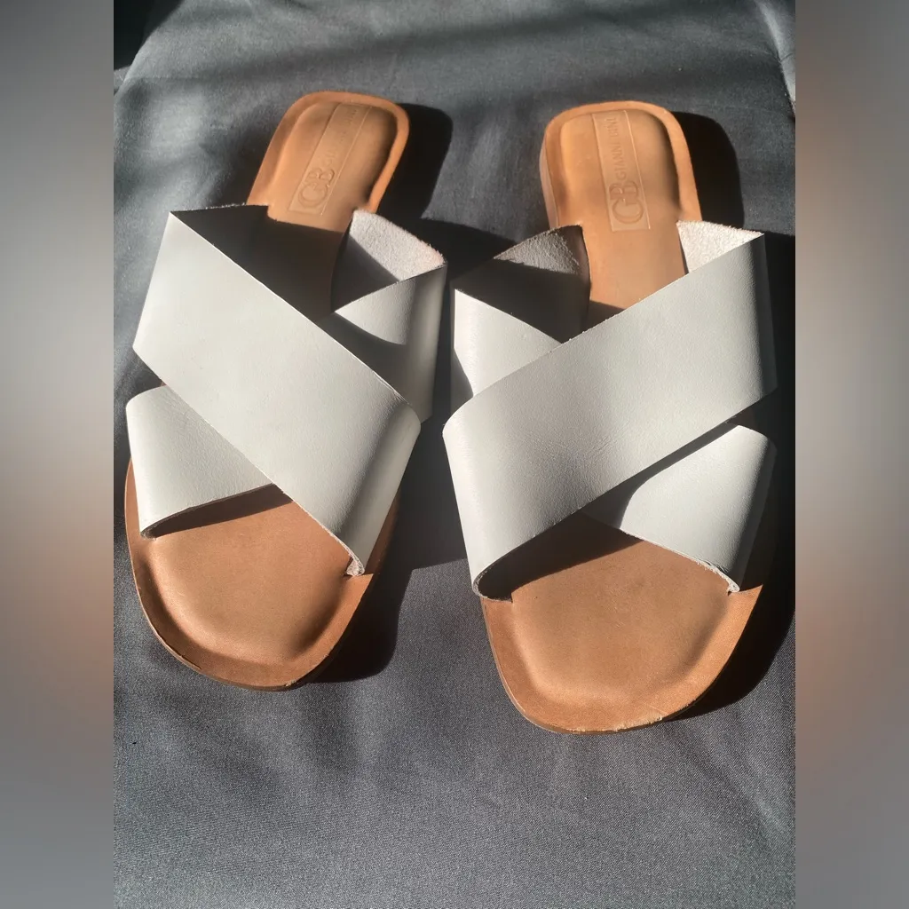 Gianni Bini Cream Cross-Strap Sandals - Image 2