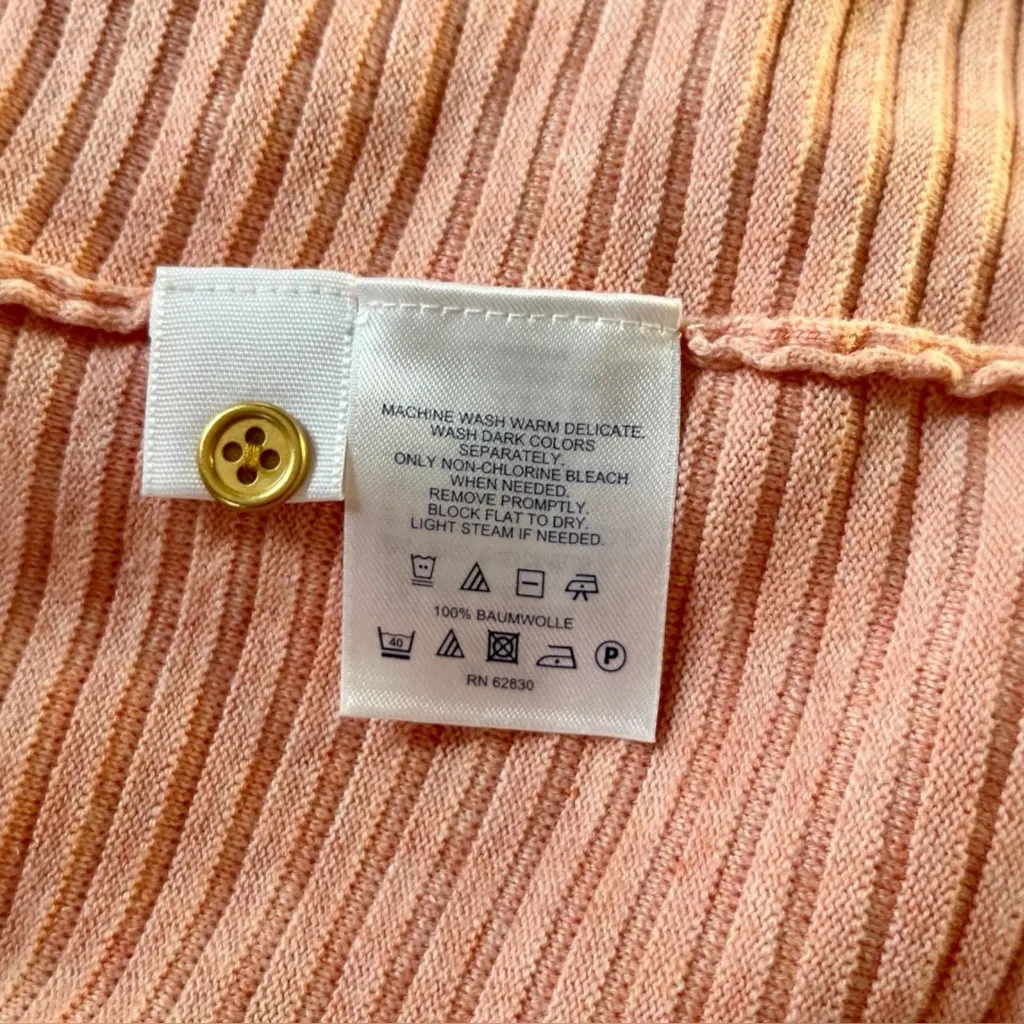 Lands' End. 100% Supima Cotton Ribbed Cardigan.Peach Coral. Size M- 10/12 - Image 7