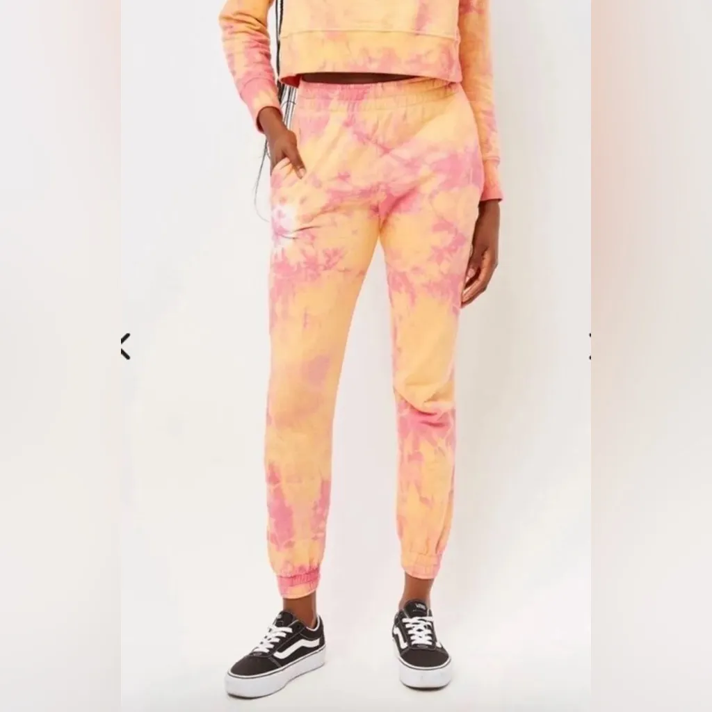 FRANKIES BIKINIS Aiden Sweatpants Joggers in Pink Sherbet Tie Dye, Size L, NWT - Image 4