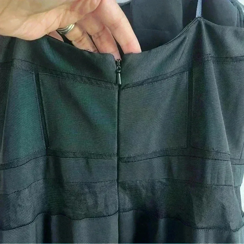 Aidan Mattox Women's Organza Black Sheer Illusion Lined‎ Gown Dress Size 8 - Image 6