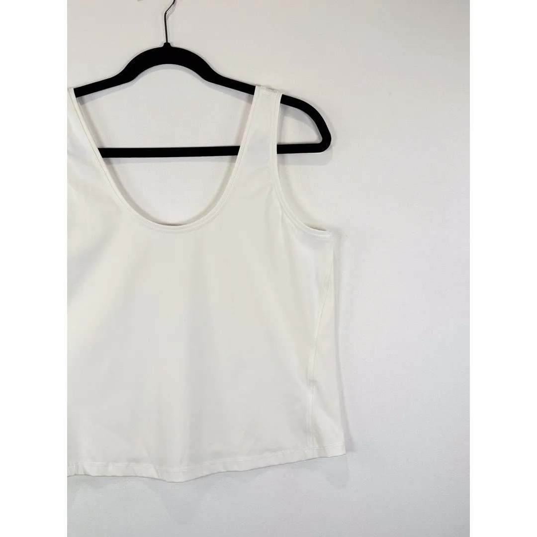 Spanx Womens Top White Scoop Neck Cropped Tank Seamless Stretch Gym Yoga Large - Image 4
