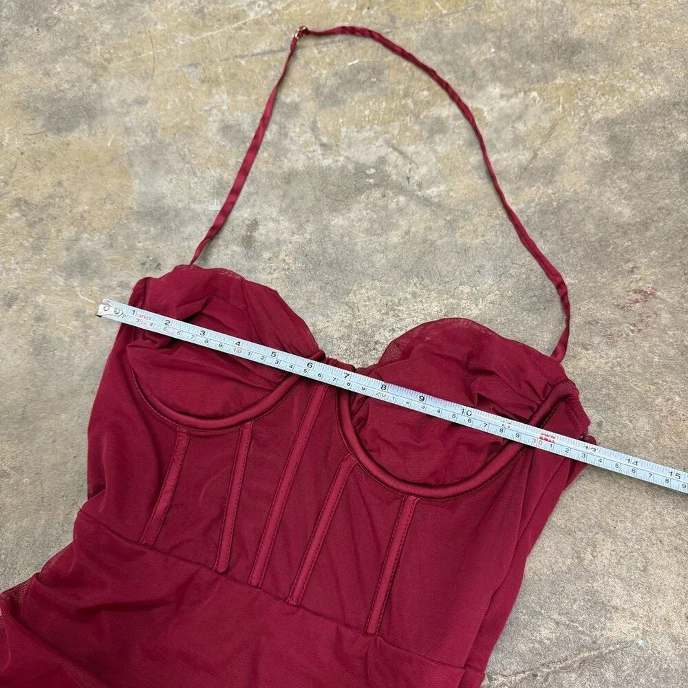 Oh Polly Cherish Me Corset Mini Dress in Red - Image 3