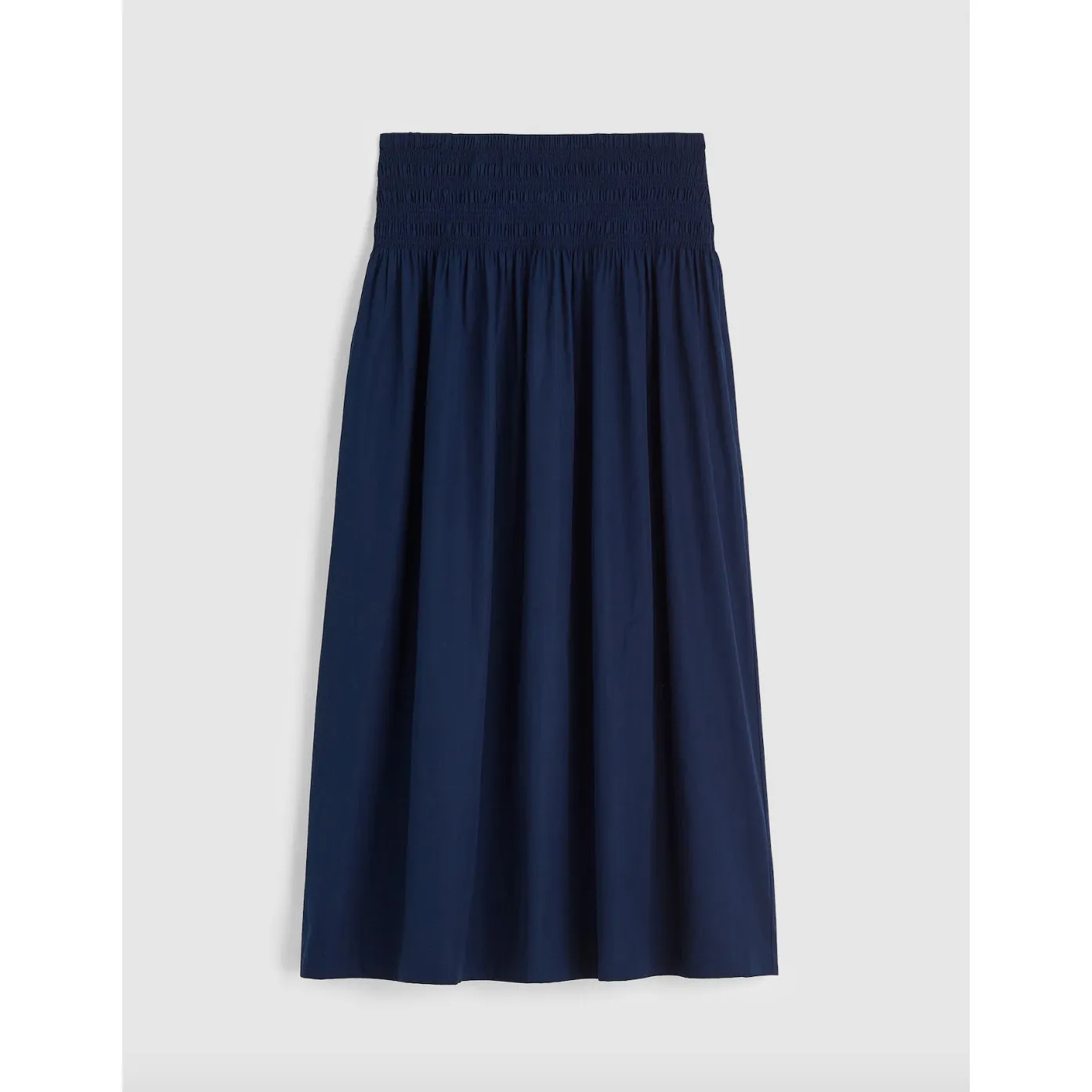 Madewell Smocked Waist Poplin Midi Skirt Cotton A Line Midnight Navy XS NWT - Image 6