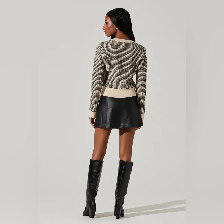 ASTR Ellory Wool Blend Striped Cardigan Black Cream One Size NWT Revolve - Image 3