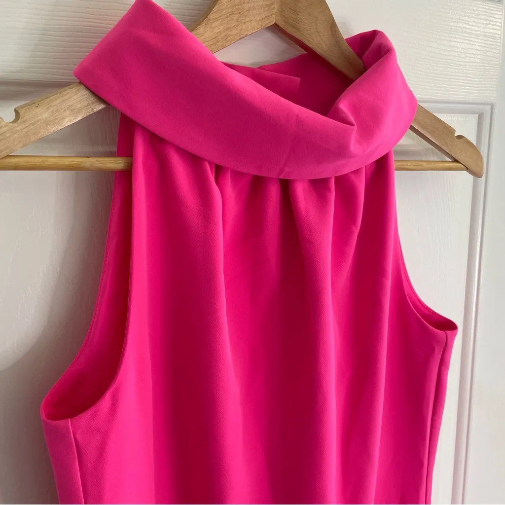 Sail to Sable Hot Pink Halter Dress with Buttoned Back Size XS chic flirty sexy - Image 4