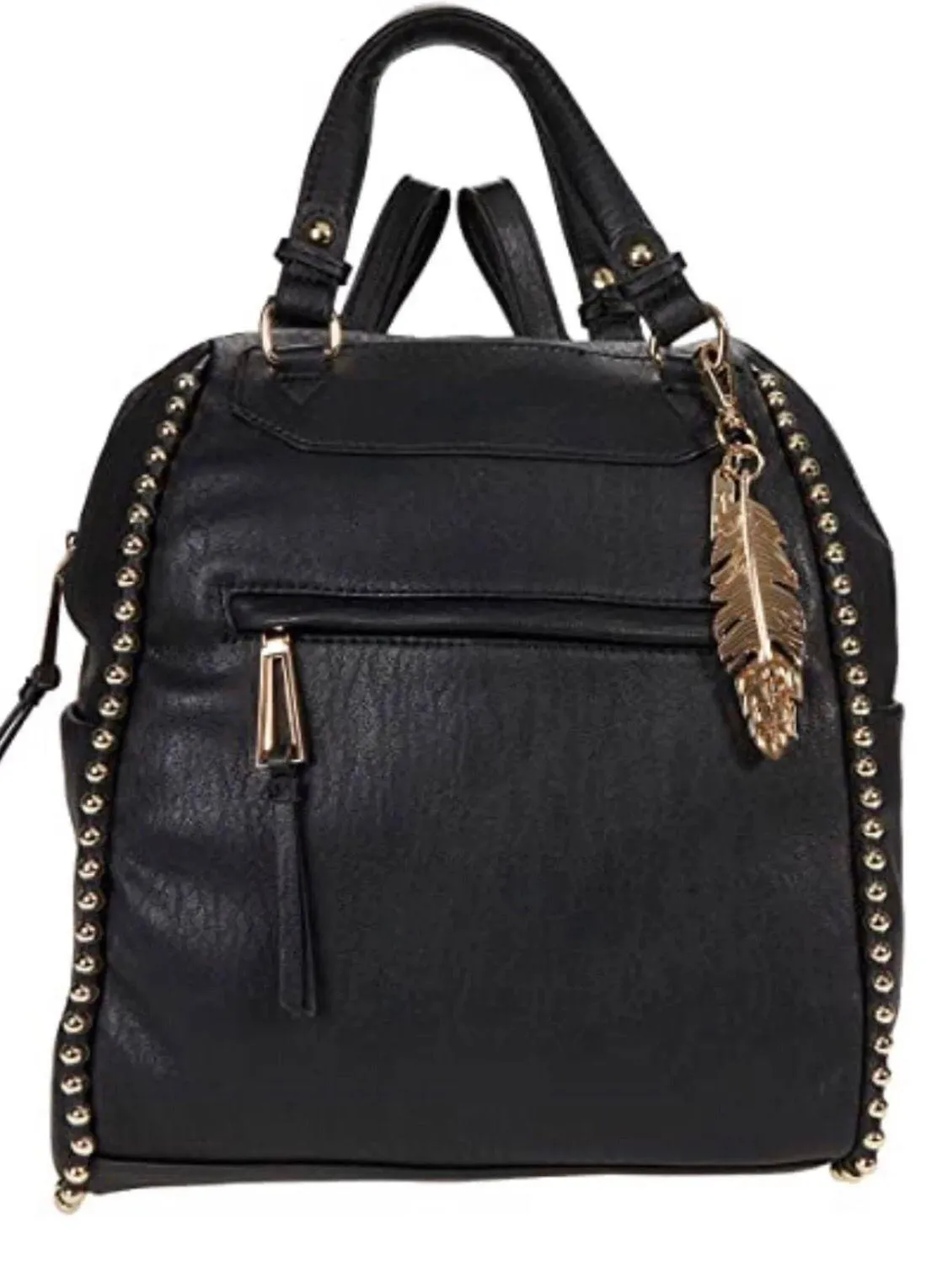 Jessica Simpson Black backpack/Purse with gold hardware, zippers and pockets Jessica Simpson” Samantha Backpack Beautiful Gold Studded | eBay main image 2