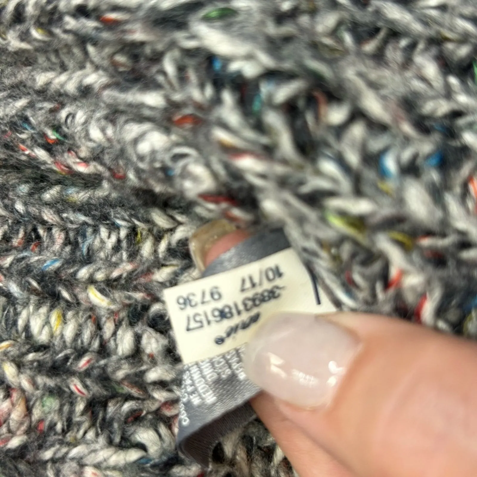 Aerie Gray Chunky Knit XL Sweater Confetti Threads Lace-Up Pullover - Image 12