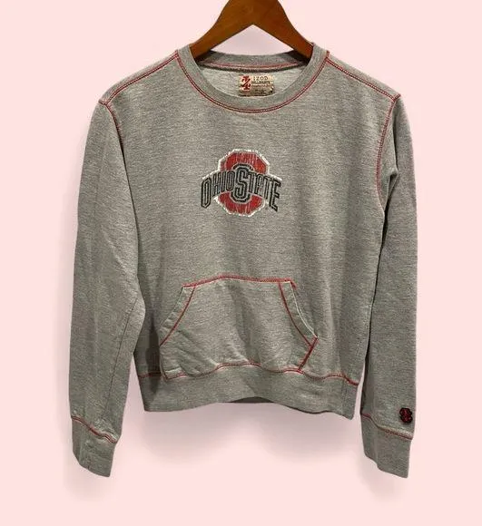 Vintage look Izod Collegiate OSU Ohio State crew neck gray kangaroo sweatshirt - Image 2