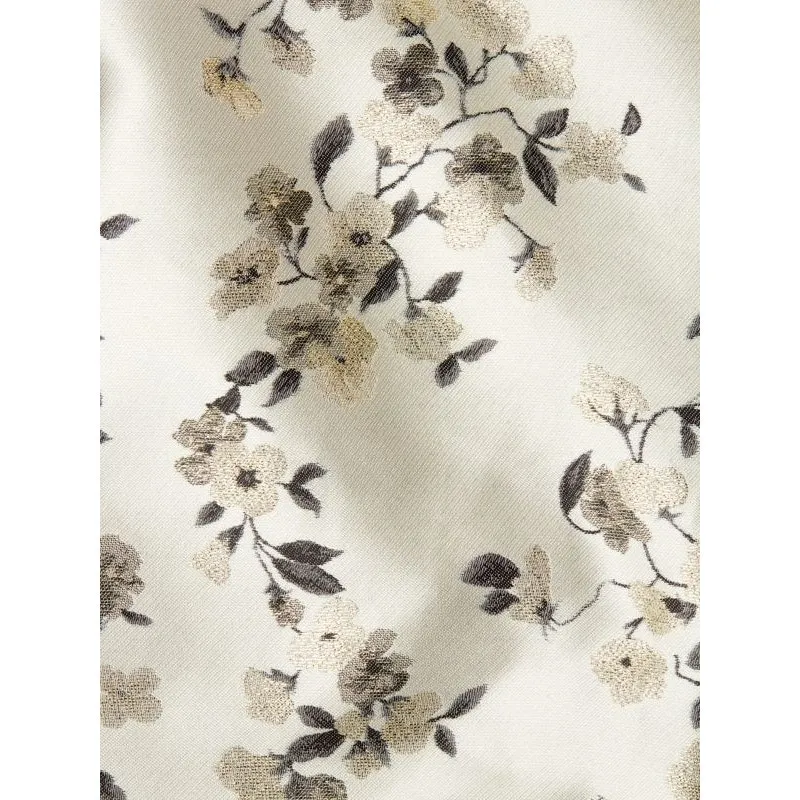 Shoshanna Meadow Ivory Satin Floral Metallic Black Bow Sleeveless Gown Sz 4 - Image 4