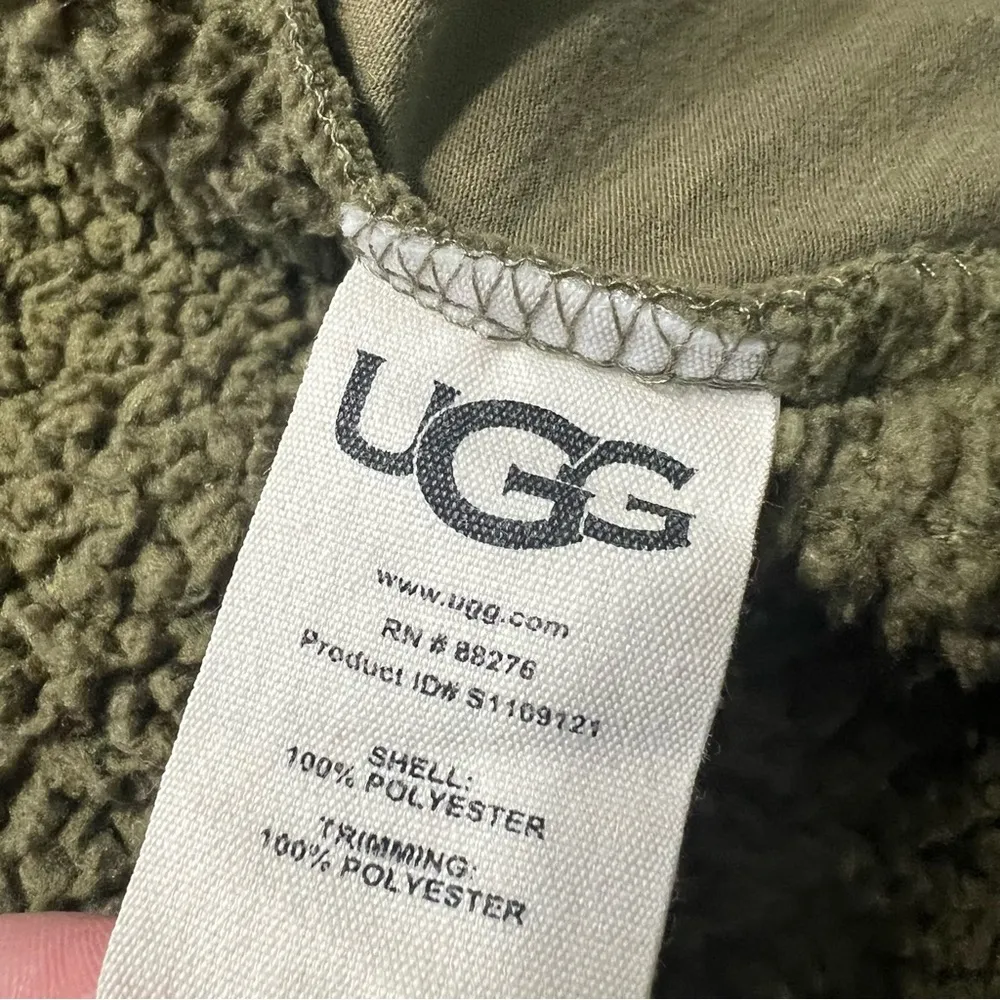 Ugg full zip thick Fleece hooded jacket Olive green small - Image 6