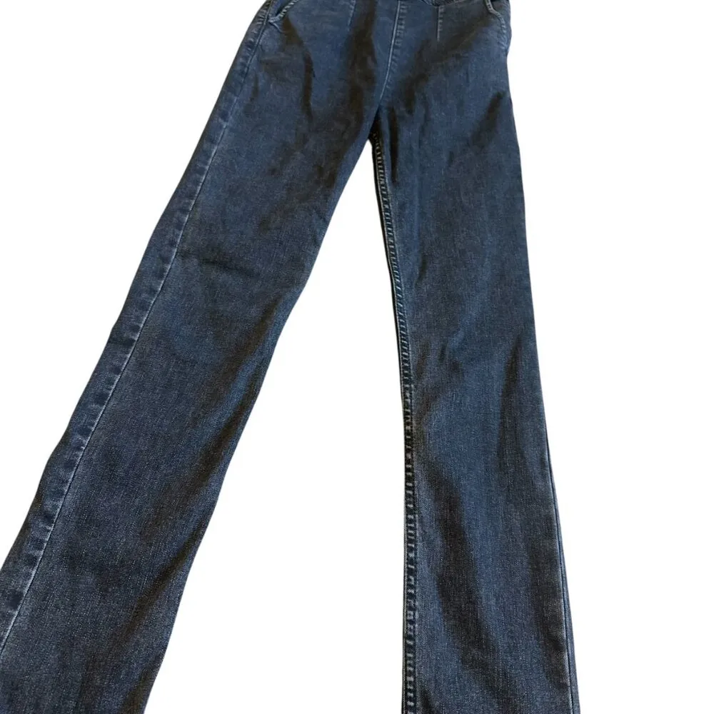 Free People Black Denim Stretch Jumpsuit Tank Top Skinny Leg Size 2 Women's - Image 5