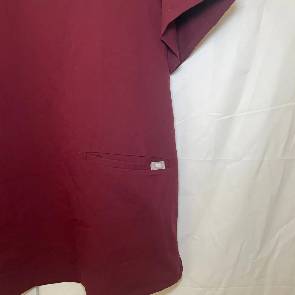 NWT FIGS Casma Three-Pocket Scrub Top - Womens Size XL - Burgundy - Image 4