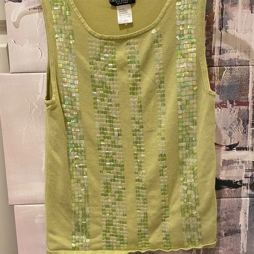 Light Green Sequin Tank Top - Image 2