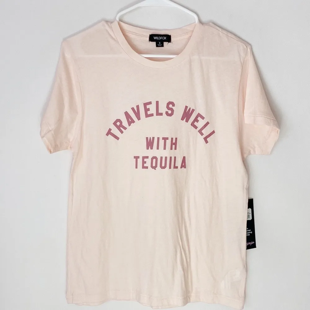 Wildfox pink Travels well with Tequila tee size small NWT - Image 2
