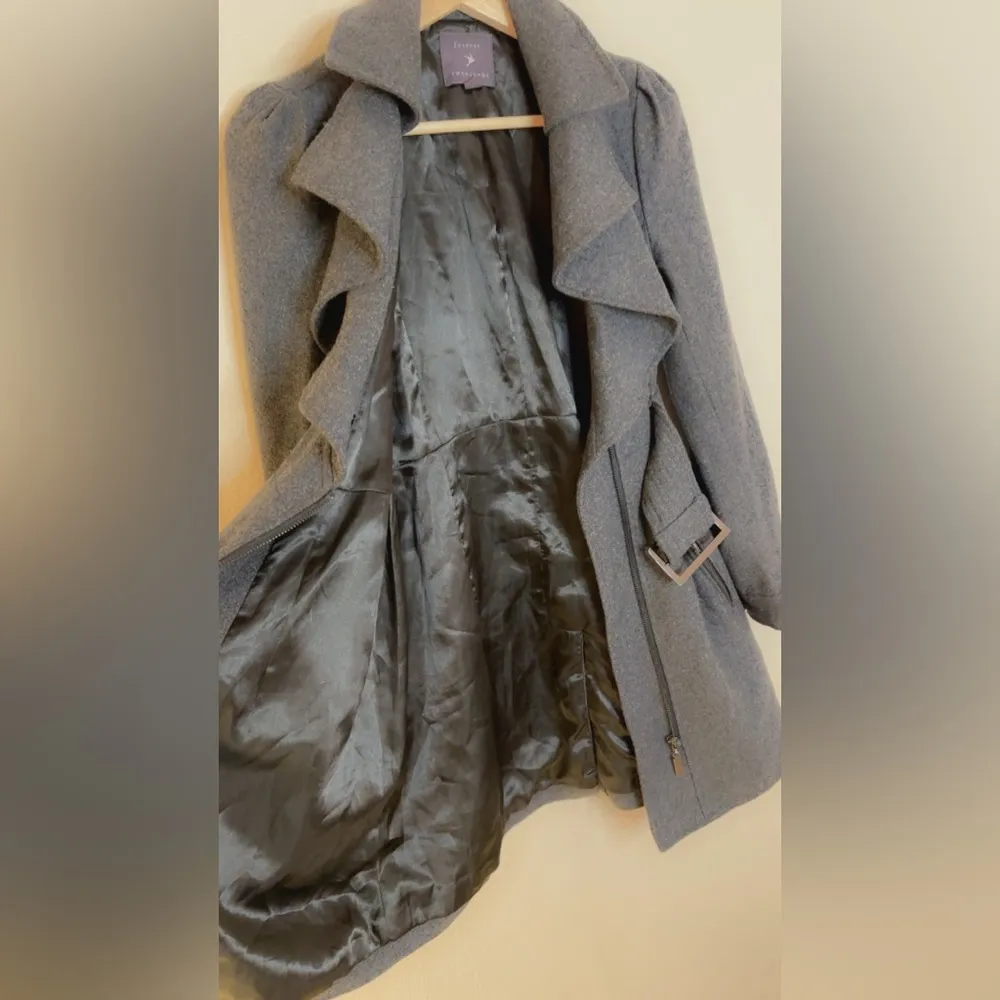 Vintage Forever 21 Winter Coat Tie Waist Pea Coat Preppy wool blend - Image 9