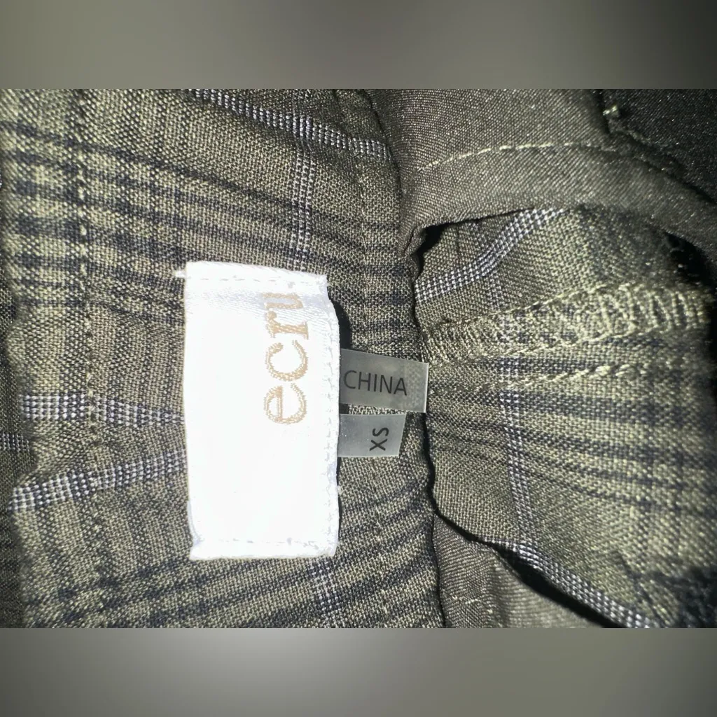 Ecru Springfield Classic Pull On Pants Green Plaid‎ NWOT Size XS - Image 5