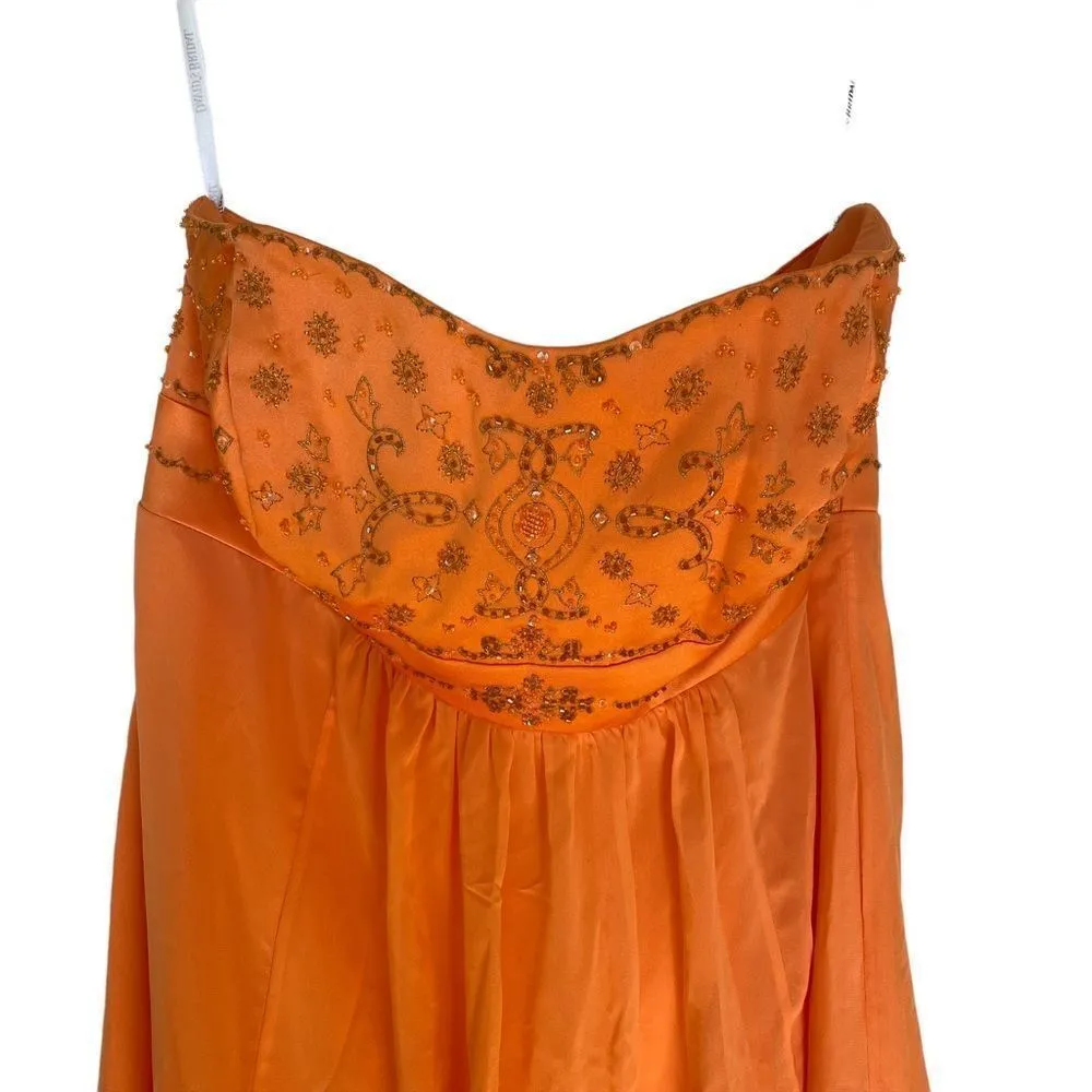 Y2K David's Bridal Formal Dress Size 18 Strapless Empire Waist Embellished Bodic - Image 2