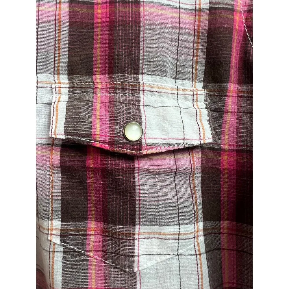 Wrancher by Wrangler Women's Pearl Snap Button Up Shirt Medium - Image 4