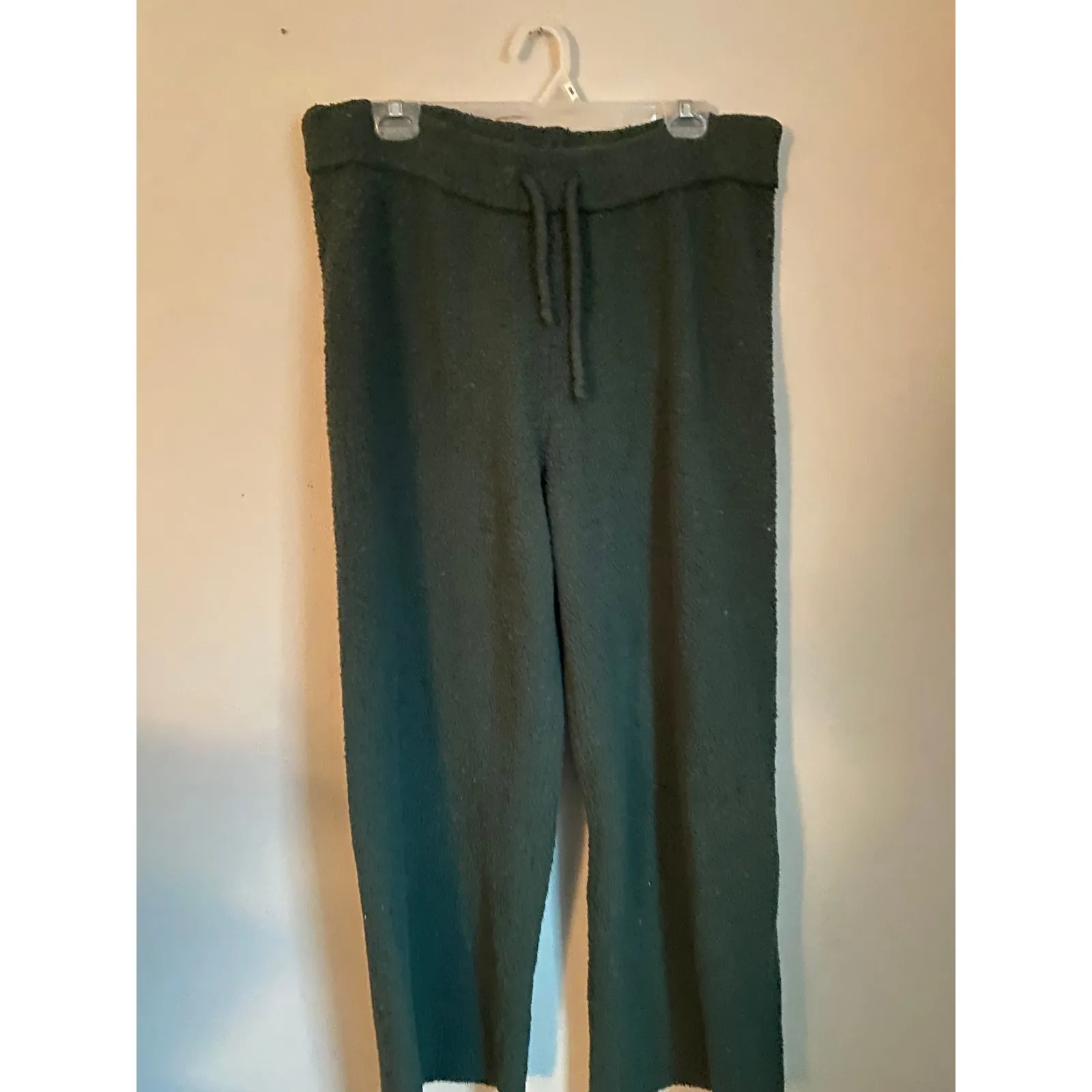 Aerie Fleece Plush Wide Leg Green Pants Medium Lounge Sleepwear Cozy Winter Warm - Image 3