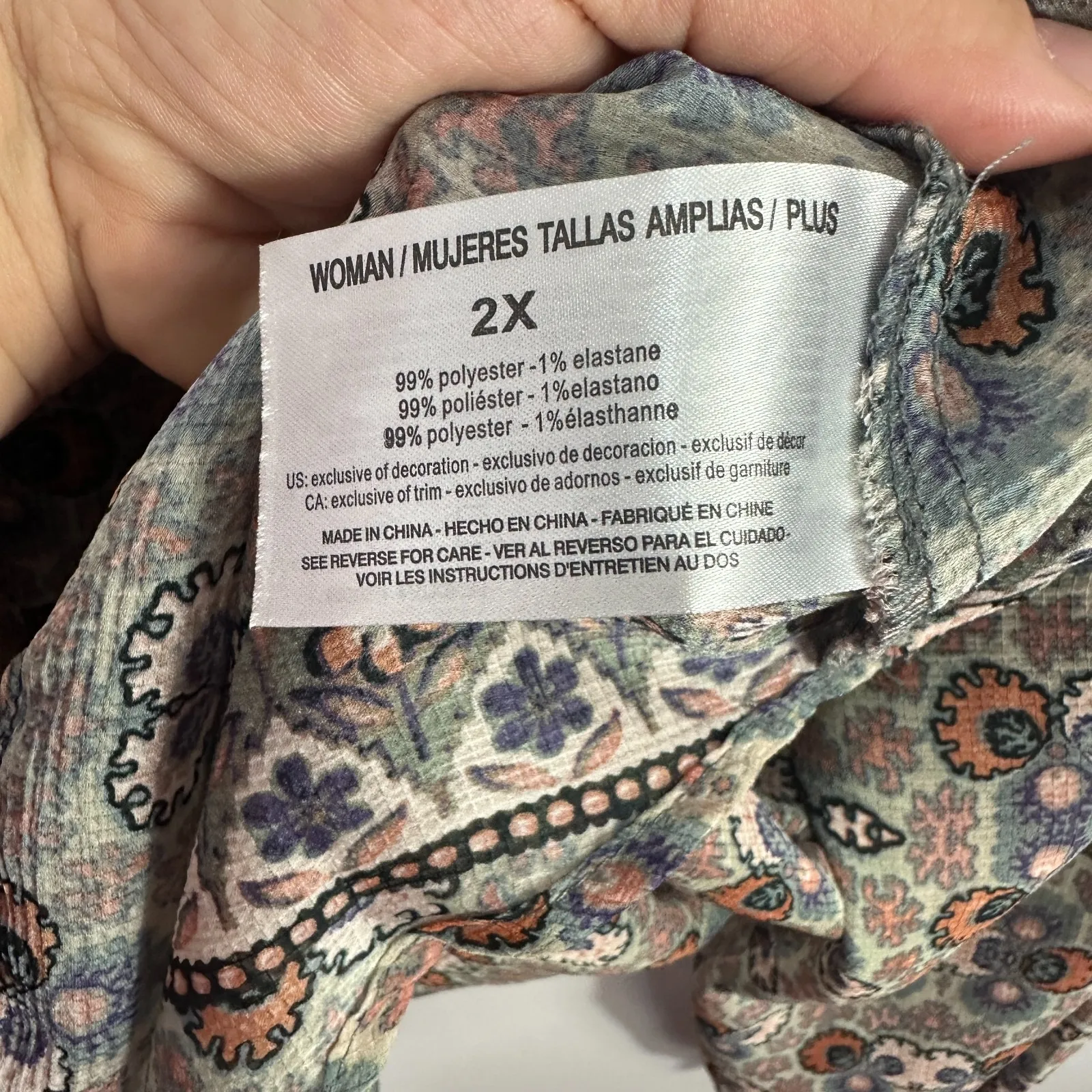 Vintage America Peasant Top 2X Floral Boho Tassel Blouse Boho Hippie Sheer Flowy - Image 5