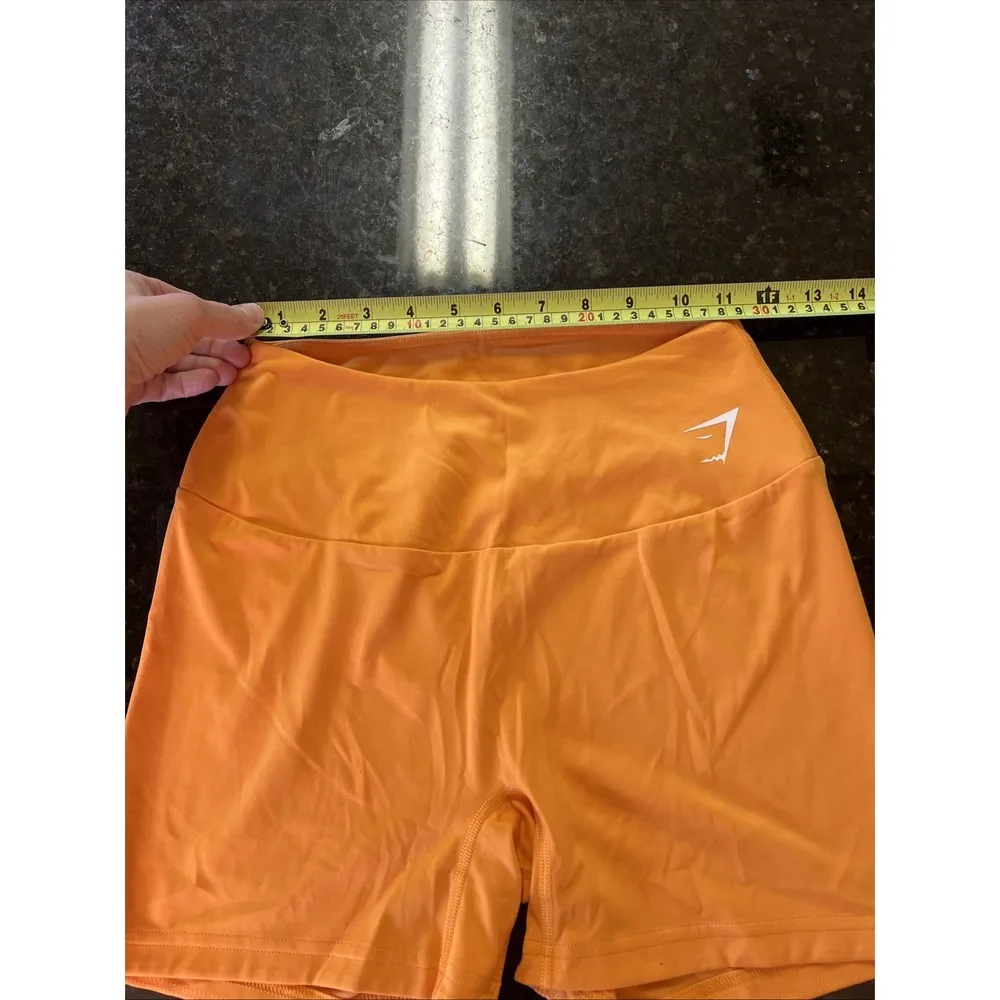 Women's Biker Shorts Sz Med Orange White Workout Running Athletic Tight - Image 2