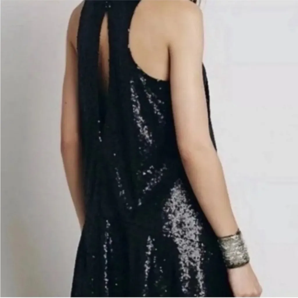 Free People Liquid Shine Black Sequin Mini Dress - Image 3