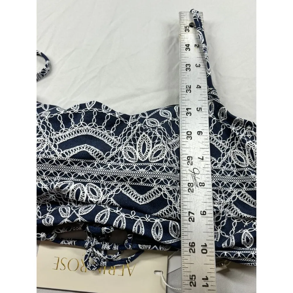 Aerin Rose Ocean Luxe Bikini Top Women's L Navy & White Moonlit Lace Print Size L - Image 7