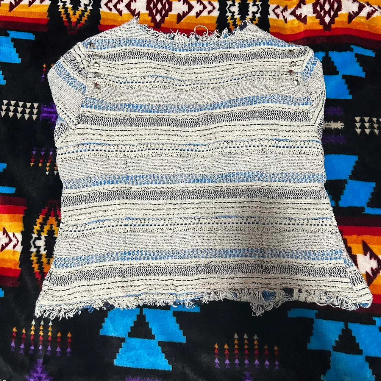 American Rag Cie Striped Cardigan With Studs - Image 4