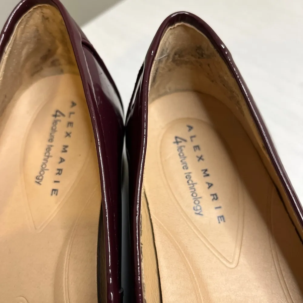 Alex Marie Patent Burgundy Eva Platform Loafers Size 8.5 Academia Preppy - Image 8