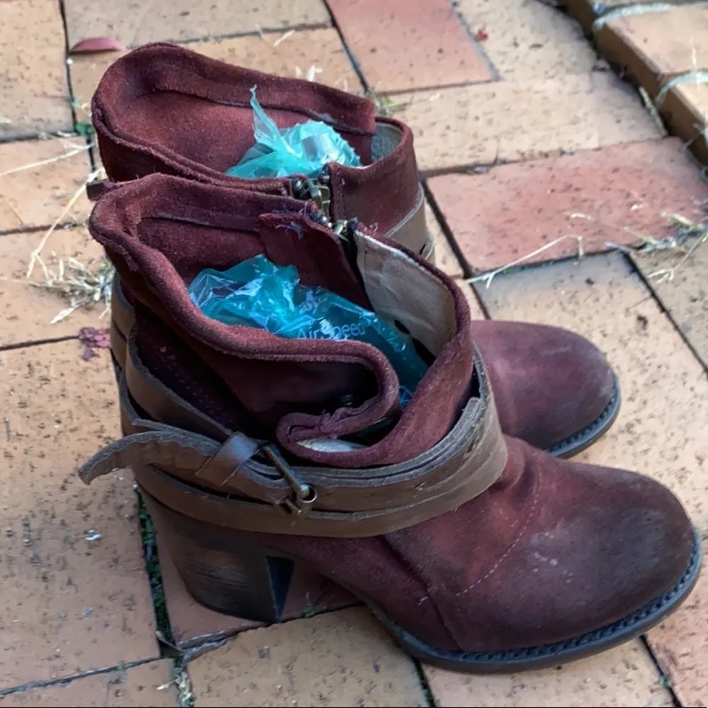 Freebird Steven Blaze Booties Burgundy‎ Maroon Suede Red Wine Stacked Heel Boot - Image 3