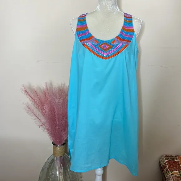 nwt // mudpie embroidered beaded tunic daphne swim coverup - Image 17
