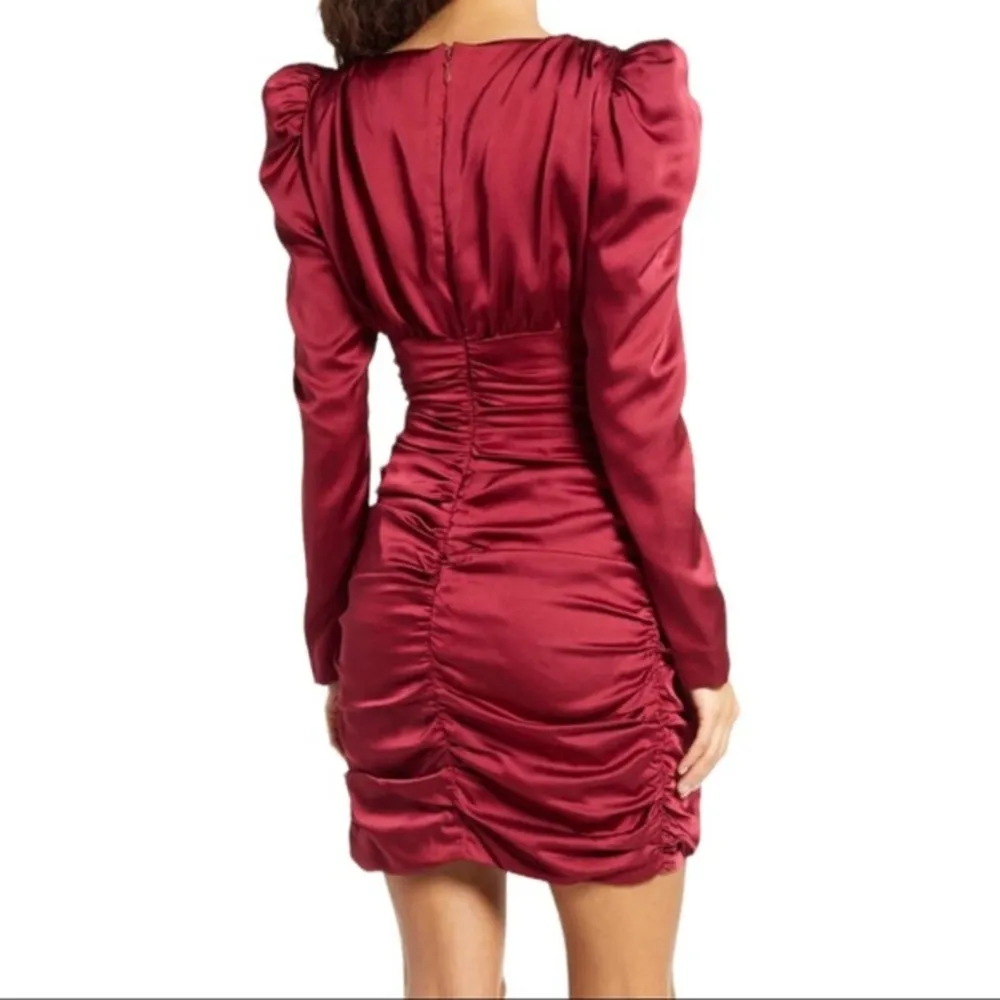 Lavish Alice Long Sleeve Satin Ruched Mini Dress Size 6 NWT - Image 3