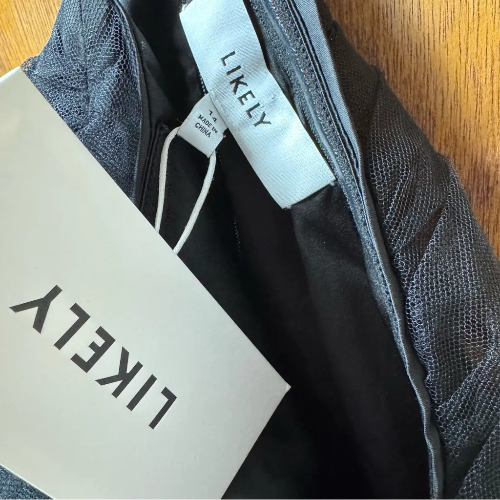 NEW Likely Shane Sleeveless Halter Midi Gown Dress Jeweled Tulle Black 14 $298 - Image 9