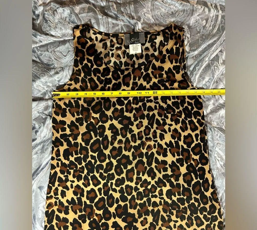Vintage Slinky Brand Leopard Print Dress Medium - Image 6