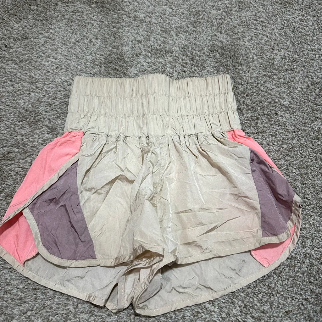 FP Movement High Waist Shorts in Cream, Pink, and Brown Tan Size XS - Image 5