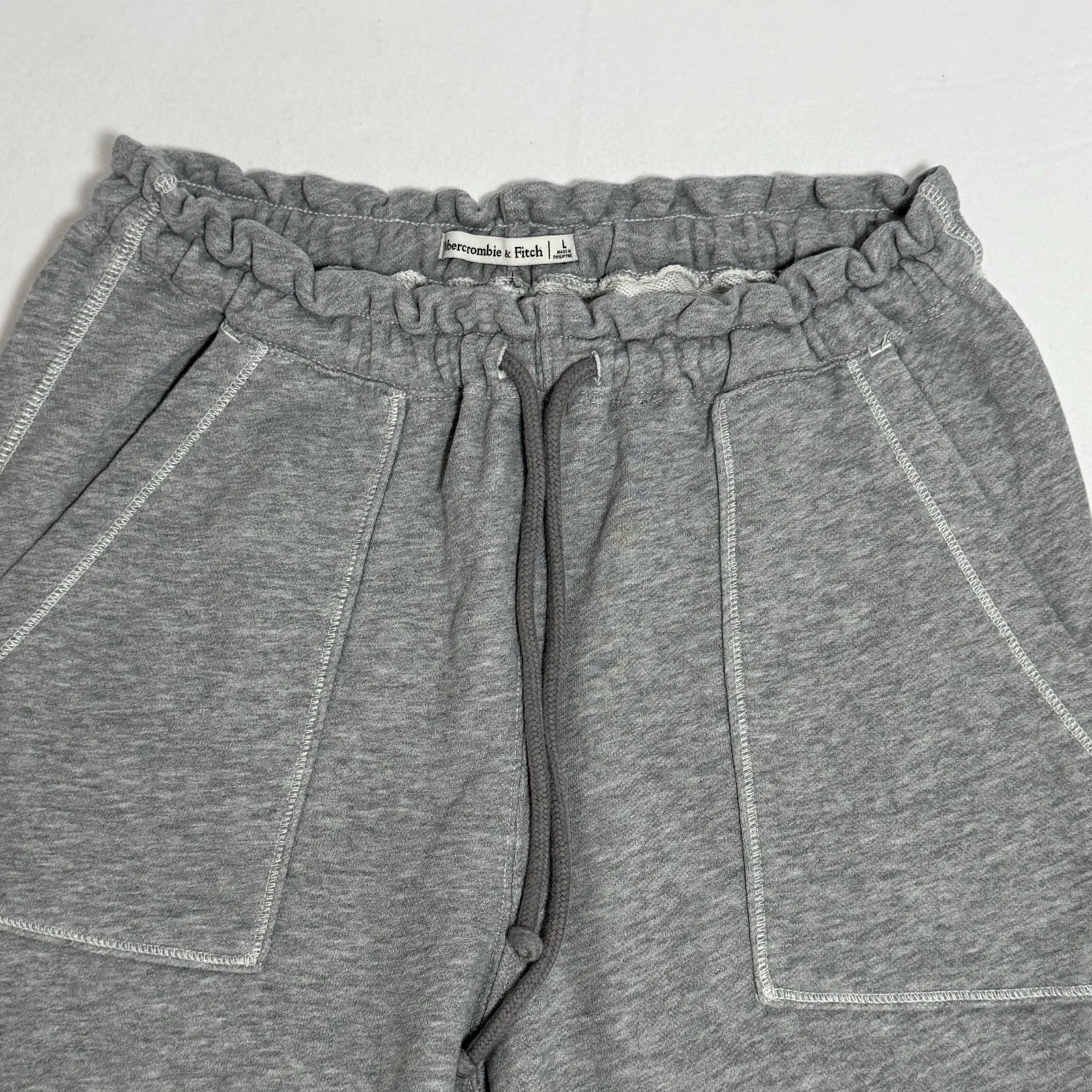 Abercrombie Fitch Grey Sweatpants Joggers Size Large Adjustable Drawstring - Image 4
