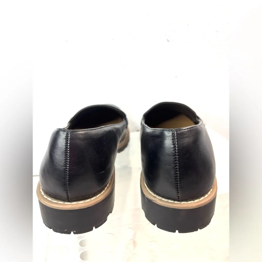Dolce Vita 9.5 CATALINA Leather Lug Sole Penny Loafers Shoes in Black - Image 4