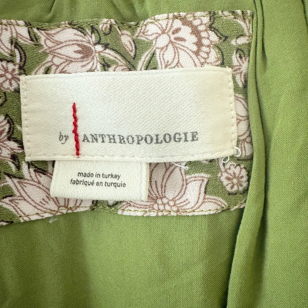 ANTHROPOLOGIE Robin‎ Tiered Ruffle Dress in Moss Green Floral size Small - Image 7