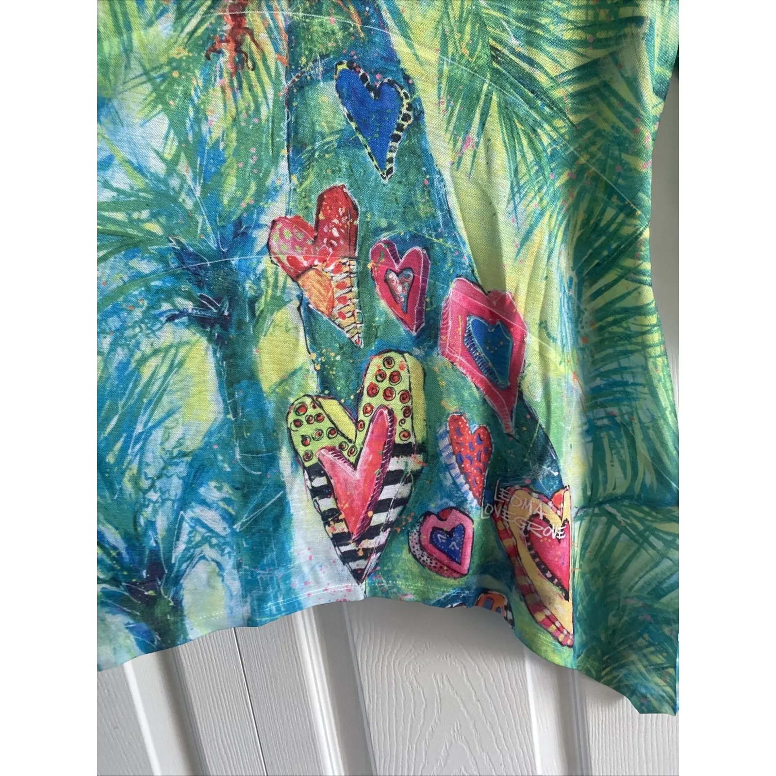 Leoma Lovegrove womens Petite Small 3/4 Sleeve Tropical Top Resort‎ Vacation Green Size undefined - Image 5