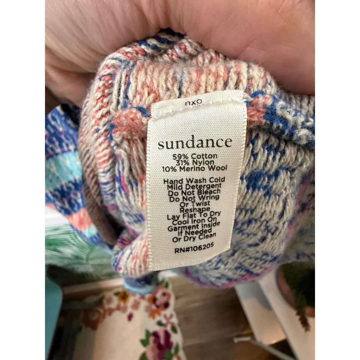 Sundance Blue and Pink Shoreline Wool Cotton Blend Cardigan - Size - PXL - Image 5