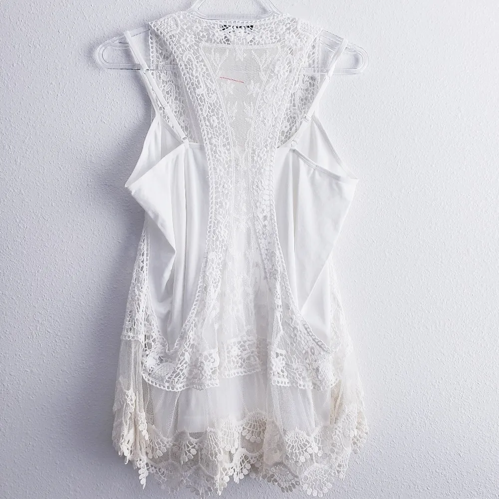 Venus  Lace Tank Top Button Down Sleeveless Blouse - Image 6