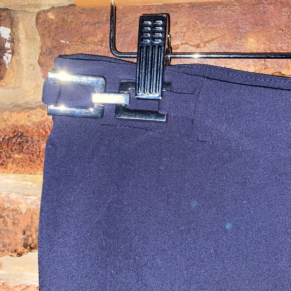 Ellen Tracy Navy Blue Chain-Link Belt Flat Front Dress Pants Women's Size 4 - Image 4