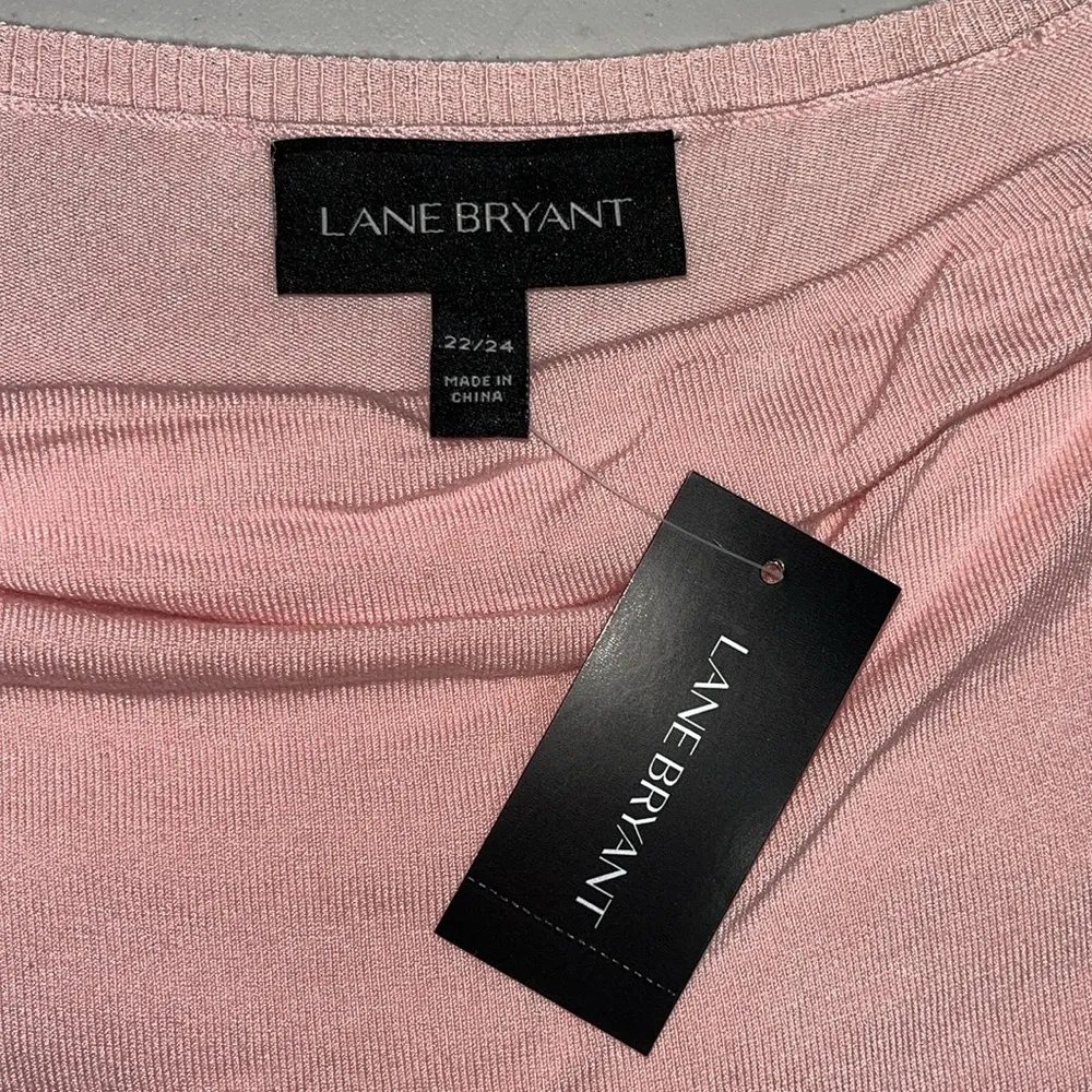 Lane Bryant NWT Sz 22/24 Pink Colorblock Stripe Drape Cowl Neckline Sweater Top - Image 4